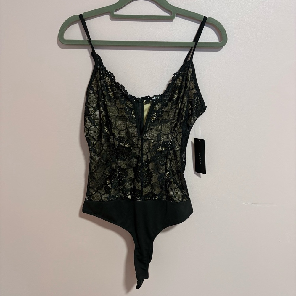Lulu's Black Floral Lace Bodysuit